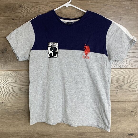 U.S Polo Association USPA Polo #3 T shirt Size M Blue & Gray - Picture 1 of 6